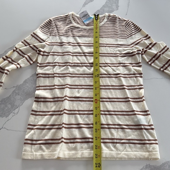 J.McLaughlin Women’s Poet‎ Lightweight Sweater White/Coffee Stripe Cotton XS NEW - Picture 7 of 8